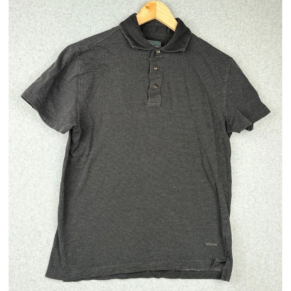 Rodd & Gunn Sports Fit Polo Noir Shirt Mens Medium Black Dot Pattern Cotton
